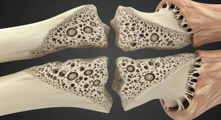 Fototapeta premium Bones Anatomy: Detailed illustration of bones, highlighting intricate structures and providing an insight into the human body's inner workings.