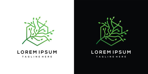 Tree vector logo design.Natural Vector Tree Logo.