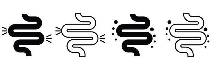 Fototapeta na wymiar Human Intestine and Stomach Icon Set – Gastroenterology and Digestive System Medical Vector Illustration