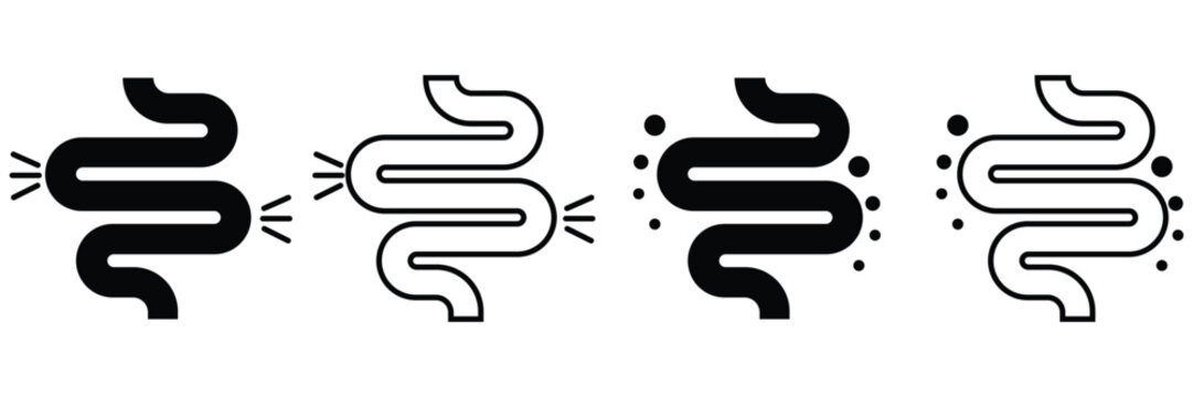 Human Intestine and Stomach Icon Set &ndash; Gastroenterology and Digestive System Medical Vector
 Illustration