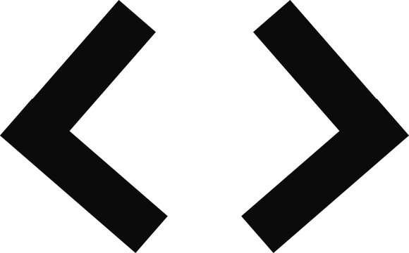 Black angle brackets pointing in opposite directions