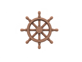 Wooden ship wheel nautical steering wheel isolated on transparency background vintage marine decor classic brown helm maritime navigation rustic style adventure concept