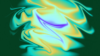 Colorful swirling liquid abstract background with dynamic blend of turquoise and yellow