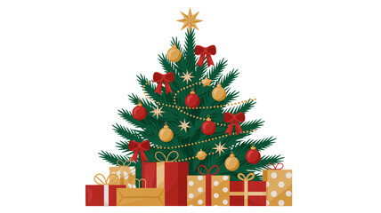 Naklejka premium Festive Christmas tree decorated with gifts brings holiday cheer