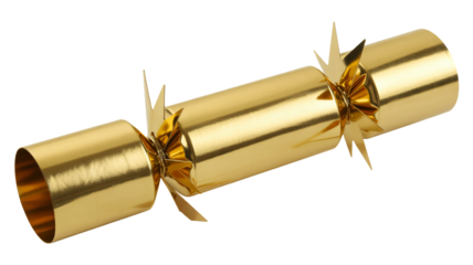 Sparkling golden Christmas cracker ready for festive celebrations