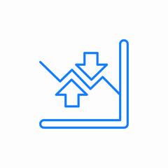 fluctuation trends market graph blue icon sign vector