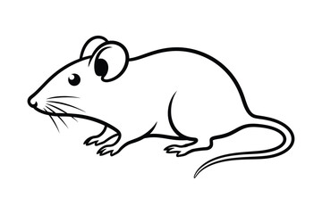 Rat line art vector illustration simple minimal design  
