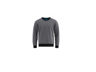 Grey crew neck sweatshirt long sleeve casual style isolated on transparency background comfortable cotton fabric unisex design suitable for autumn and winter simple and modern look