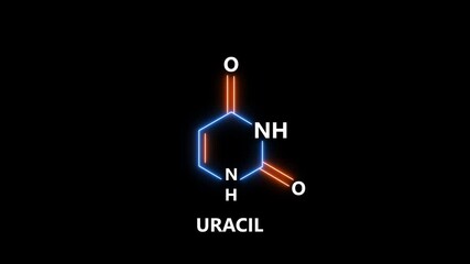 Uracil chemical structure on black background - Powered by Adobe