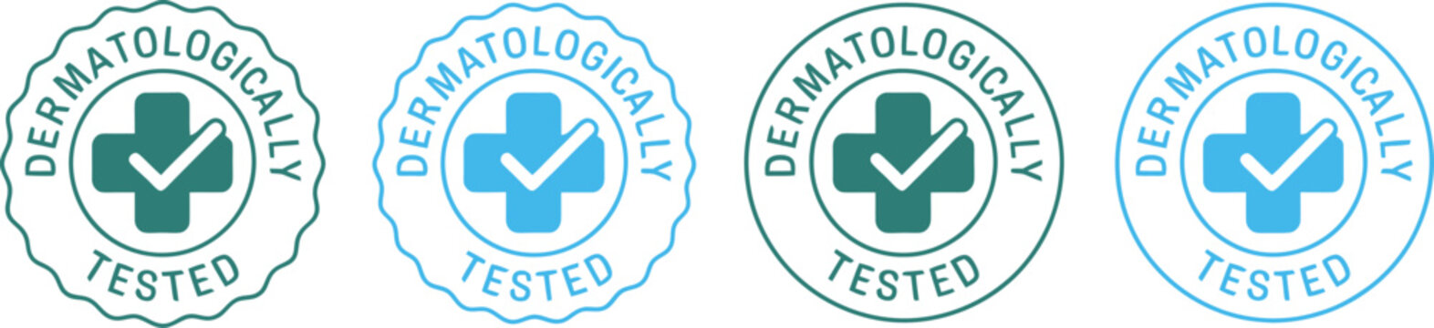 Dermatologically Tested Seal Stamp: Medical Cross and Checkmark Icon for Cosmetic Skincare and Allergy-Free Product Certification