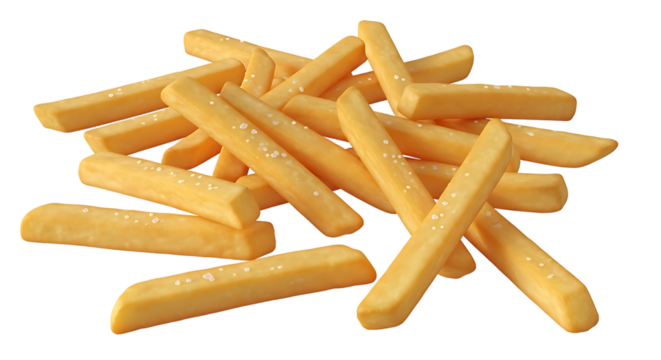 Golden, crispy french fries, lightly salted, offering a delectable savory snack or classic meal side dish