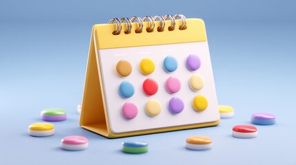 Vibrant 3D calendar concept with colorful circles representing days, perfect for planning and scheduling visuals.