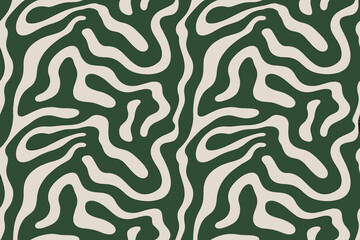 Abstract Green and Cream Organic Pattern Evoking Natural Flow and Harmony