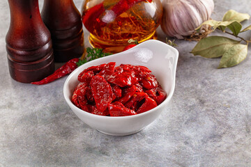 Tasty dried tomatoes in the bowl