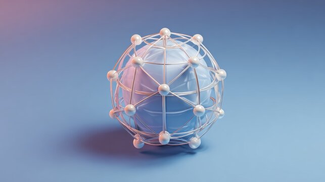 Abstract globe network with interconnected nodes symbolizing global connectivity and data flow, perfect for technology and business concepts.