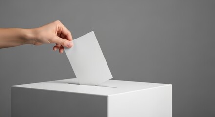Vote Submission: A hand delicately deposits a ballot into the slot of a voting box, symbolizing civic duty and the democratic process.