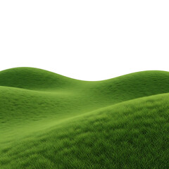 Obraz premium Rolling green grassy hills, with smooth curves and a dark sky, cutout, PNG isolated on white or transparent background