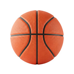 Fototapeta premium Detailed close-up of a textured orange basketball, with black seams, cutout, PNG isolated on white or transparent background