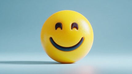Fototapeta premium Vibrant, happy yellow emoji face radiating pure joy and positive vibes, perfect for expressing delight and cheerful emotions in digital communication.