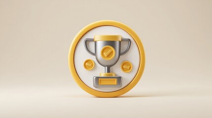 Achieve your best with this stunning award trophy and checkmark icons symbolizing success, winning, and top performance in business.