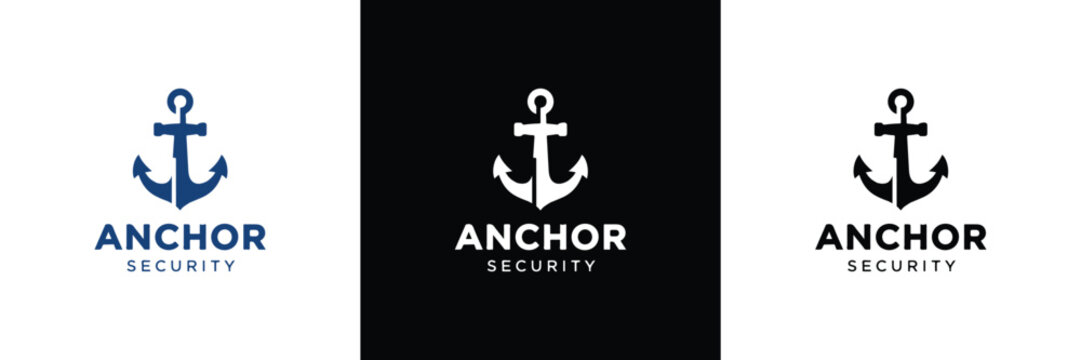A blue anchor logo with 'ANCHOR SECURITY' text, ideal for branding, maritime, and corporate identity designs.