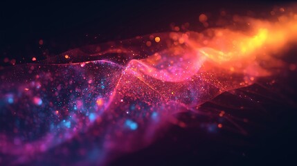 Abstract colorful background with glowing particles and light effects for design use