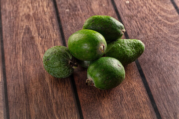 Fresh sweet juicy green feijoa fruit