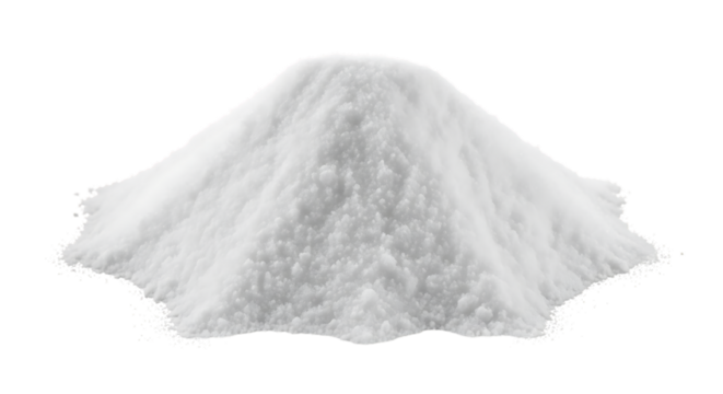 Pile of fine white crystalline powder, with granular texture, cutout, PNG isolated on white or transparent background - Powered by Adobe