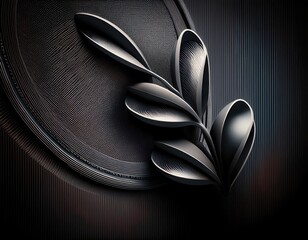 Dark Metallic Organic Forms with Shimmering Particle Dispersion on Textured Background