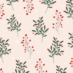 Seamless Christmas patterns with festive decorations and winter holiday elements. Wrapping paper