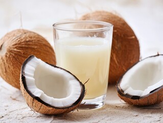 A coconut and coconut juice.