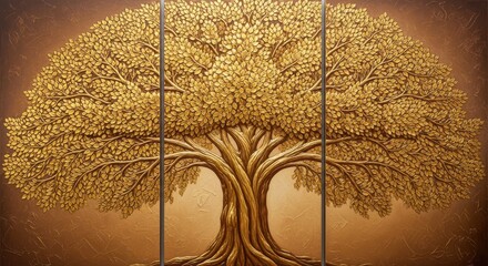 Majestic golden tree of life artwork symbolizing growth and prosperity