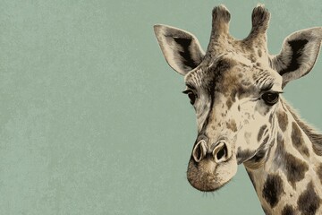Obraz premium light green beige background animal artwork