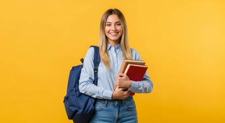 Smart Student: A focused and driven student stands confidently against a backdrop of vibrant gold. This image captures the essence of determination, education, and the promise of a bright future.