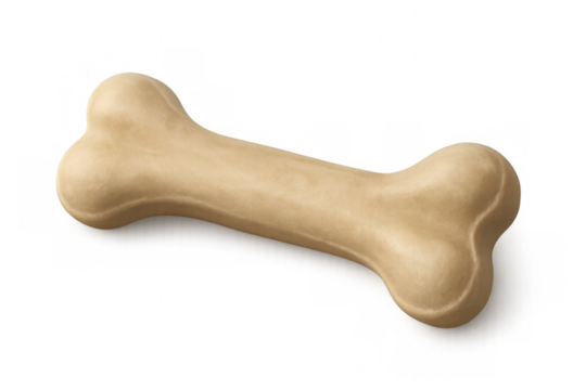 Dog bone chew toy for pets. Canine animal treat for rewarding and training, rawhide snack on transparent background