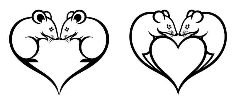 Two cute mice forming a heart shape, symbolizing love and affection