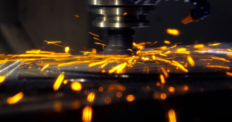 Cnc milling machine. Modern metalworking plant. Processing and laser cutting for metal in the...