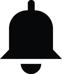 Black bell icon isolated on white background for notification or alarm