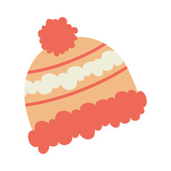 Cozy winter clothes with hats, scarves, and gloves in warm seasonal colors