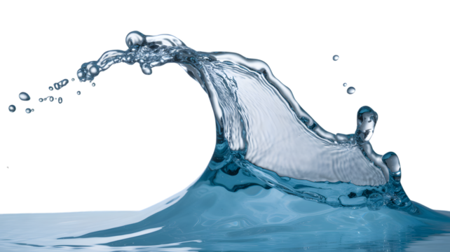 Dynamic water splash isolated on transparent background