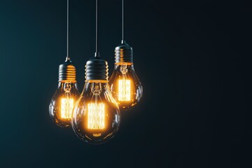 Illuminating creativity a glowing light bulb among dim bulbs in a dark space highlighting problem-solving potential