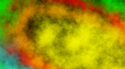 Vibrant yellow orange and green smoky texture with soft cloudy gradient forming a luminous atmospheric transparent background