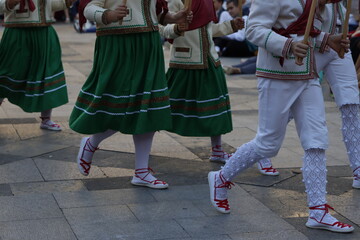 Basque folk dancers during a performance
