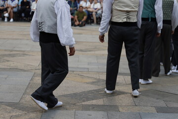 Basque folk dancers during a performance