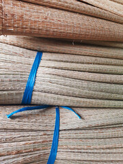 Background of wicker rolls. Raffia texture.