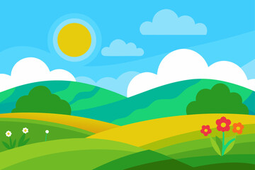 Fototapeta premium Cartoon landscape scene