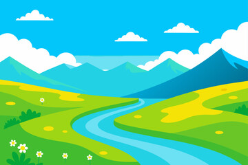 Obraz premium Cartoon landscape view
