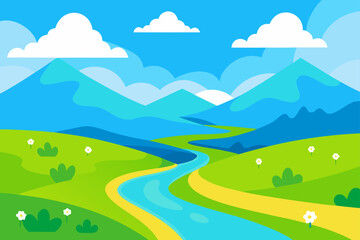 Obraz premium Landscape with river view