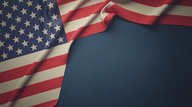 American flag waving on a dark blue background