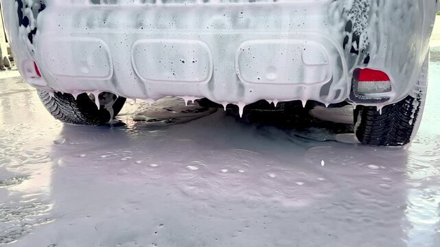 foam on a car at a car wash